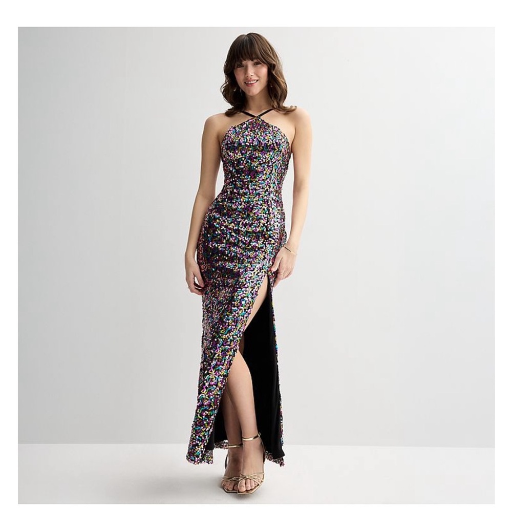 Elegant Multicolor Sequin Maxi Dress